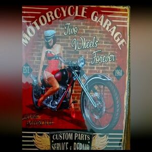 Vintage style moto pinup girl metal sign New